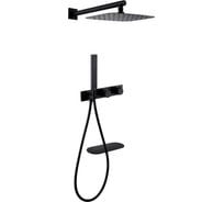 Душевая система скрытого монтажа ABBER Rund с изливом, термостат, черная матовая AF8750B