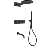 Душевая система скрытого монтажа ABBER Wasser Kreis с изливом, термостат, черная матовая AF8150B