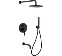 Душевая система скрытого монтажа ABBER Wasser Kreis с изливом, черная матовая AF8117B