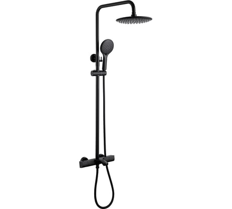 Душевая стойка ABBER Thermostat с термостатом и изливом, черная матовая AF8516B