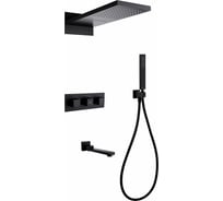 Душевая система скрытого монтажа ABBER Daheim с изливом, термостат, черный матовый AF8253B