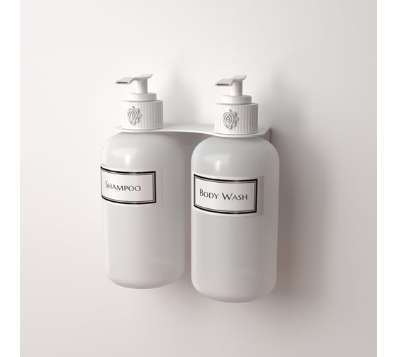 Держатель дозатора для жидкого мыла и шампуней EMBODIMENT настенный, белый EMB-SOAP-W2-W