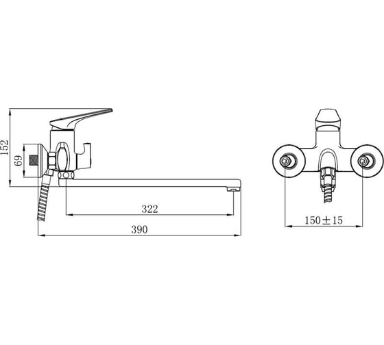 Смеситель для ванны Ростовская мануфактура сантехники SL122BW-006E