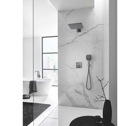 Ручной душ Grohe Rainshower SmartActive 130 Cube темный графит матовый 26582AL0