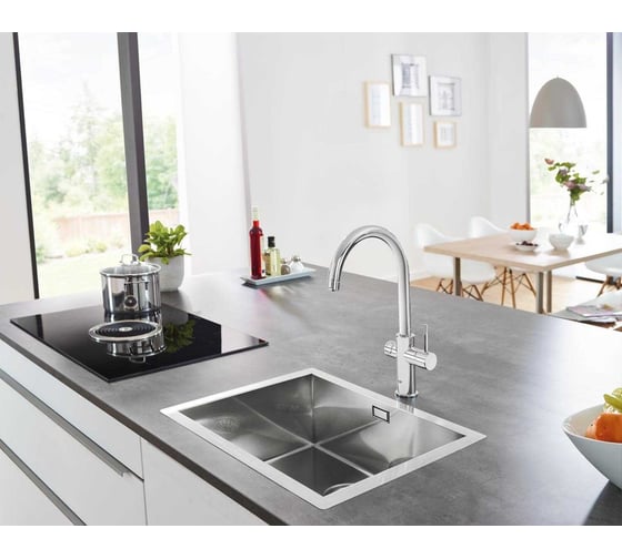 Смеситель для кухонной мойки Grohe Blue Home с системой фильтрации, охлаждения и газирования воды, хром 31455001