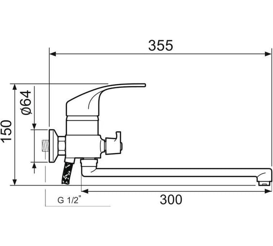 Смеситель для ванны РМС с длинным изливом SL85-006E