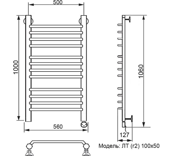 Электрический полотенцесушитель Ника TRAPEZIUM ЛТ Г2 100/50 прав