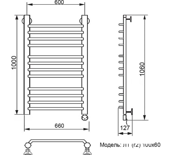 Электрический полотенцесушитель Ника TRAPEZIUM ЛТ Г2 100/60 прав
