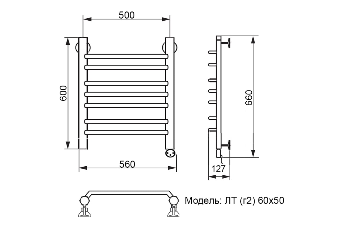 Электрический полотенцесушитель Ника ЛТ Г2 60/50 прав - выгодная цена .