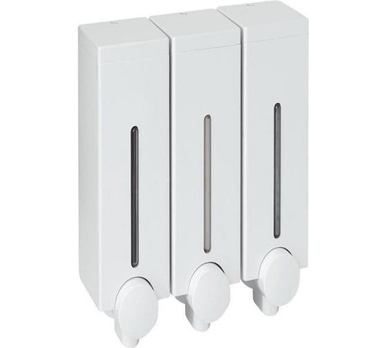Дозатор для мыла PRIMANOVA Slim 3x450 мл, 63х83х190 мм, трёхсекционный, белый D-SD15 1