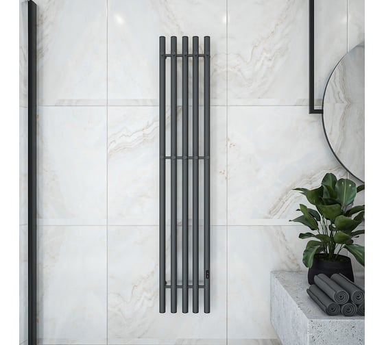 Электрический полотенцесушитель Teymi Lina Inaro 150x24, круглый профиль, 5 секций, с таймером, графит матовый E90122 ЦБ-00268985