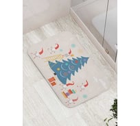 Противоскользящий коврик для ванной комнаты и туалета JOYARTY "Гномы украшают елку" 52x77 см bath_119570