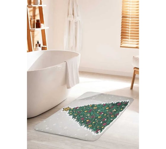 Противоскользящий коврик для ванной комнаты и туалета JOYARTY "Ёлочка нарядная" 60x100 см bath_427885_60x100 1