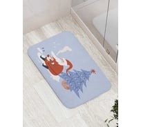 Противоскользящий коврик для ванной комнаты и туалета JOYARTY "Дед Мороз под ёлкой" 52x77 см bath_427900