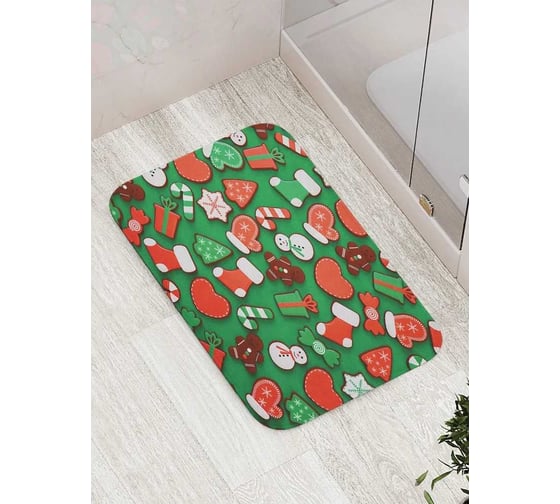 Противоскользящий коврик для ванной комнаты и туалета JOYARTY "Имбирные пряники" 52x77 см bath_427871 1