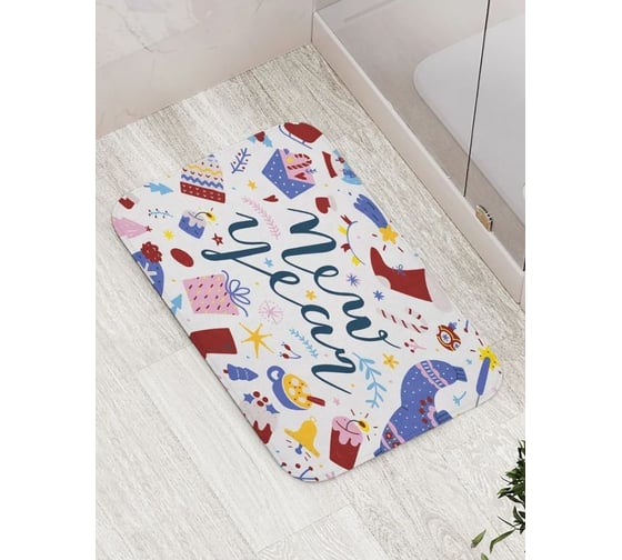 Противоскользящий коврик для ванной комнаты и туалета JOYARTY "С Новым Годом" 52x77 см bath_427894 1