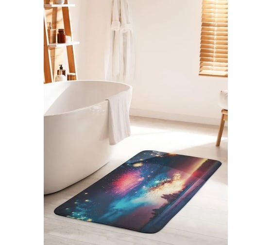 Противоскользящий коврик для ванной комнаты и туалета JOYARTY "Салют зимой" 60x100 см bath_427874_60x100 1