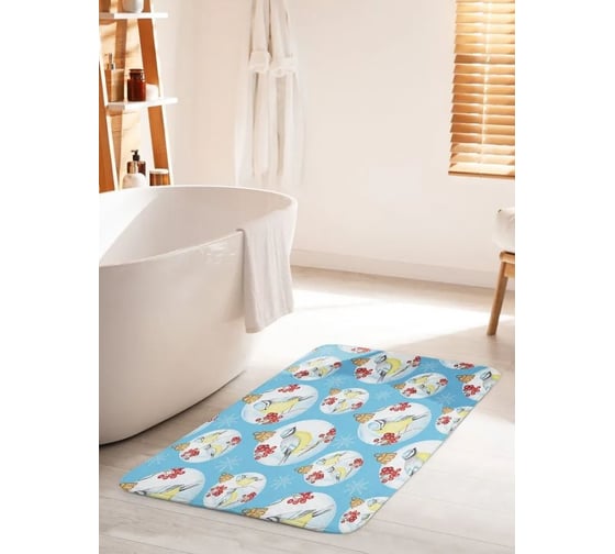 Противоскользящий коврик для ванной комнаты и туалета JOYARTY "Синицы на ветке" 60x100 см bath_427893_60x100 1