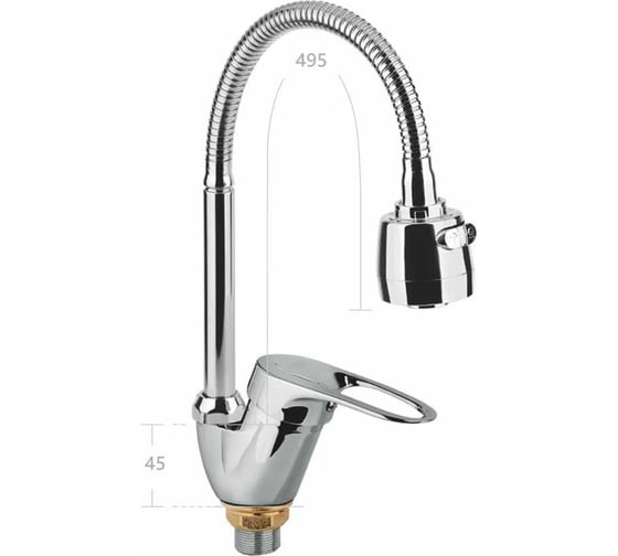 Смеситель для кухни Aquakratos 40 мм, на гайке, с гибким изливом AK0420