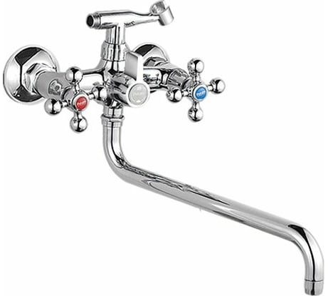 Смеситель Potato для ванны двуручный с длинным изливом, с шаровым переключателем P2761