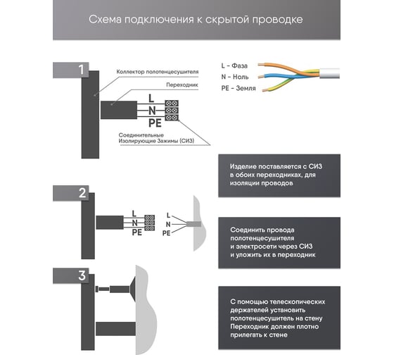 Электрический полотенцесушитель INDIGO Line б/п electro 50/40 скр.монтаж, унив.подкл.R/L, белый матовый LСLE50-40WMR