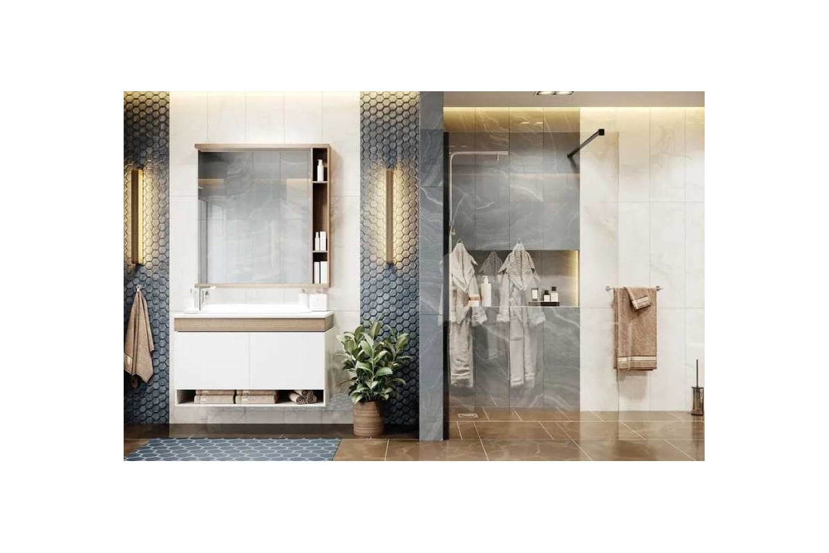 Душевая перегородка Ambassador 110 см с трапом и свободным входом Walk ...