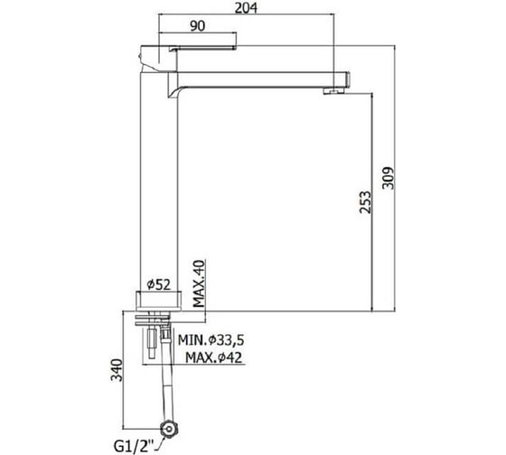 Смеситель для раковины Paffoni Ringo с донным клапаном клик-клак 1 1/4" RIN081KNO (235704) 00235704