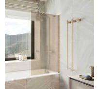 Стеклянная шторка на ванну FIXATOP 1400x800, широкий профиль бронза, стекло бронза матовая MGSHCU1400800SHROKIY8BRZBRZMT
