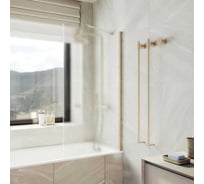 Стеклянная шторка на ванну FIXATOP 1400x700, широкий профиль бронза, стекло сатин MGSHCU1400700SHROKIY8BRZSAT