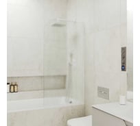 Стеклянная шторка на ванну FIXATOP 1400x640, узкий профиль белый, стекло сатин MGSHCU1400640UZKIY6WHTSAT