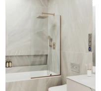 Стеклянная шторка на ванну FIXATOP 1400x440, узкий профиль бронза, стекло прозрачное MGSHCU1400440UZKIY6BRZPRO