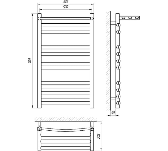 Полотенцесушитель Laris Гранд П11 500/900 с полкой 73207347