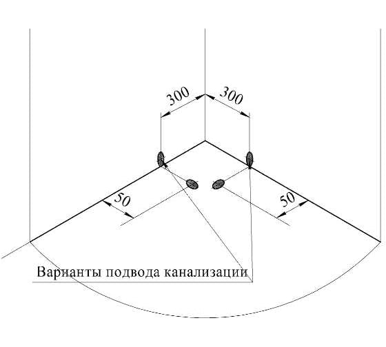 Поддон к душевому углу Радомир Найт 90, радиальный на раме-подставке с устройством слива 1-11-0-0-0-001
