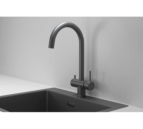 Смеситель для кухонной мойки GRANULA 7104, графит матовый