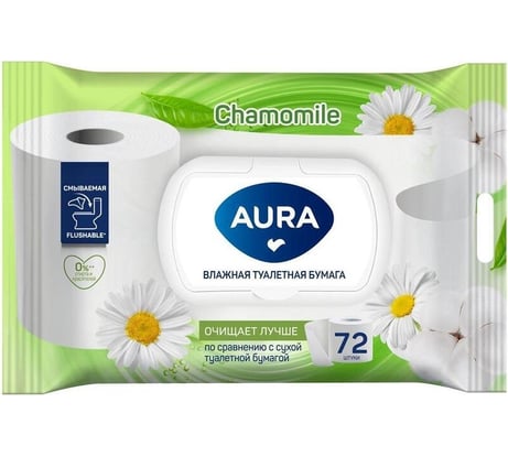 Влажная туалетная бумага AURA 72 шт 438350
