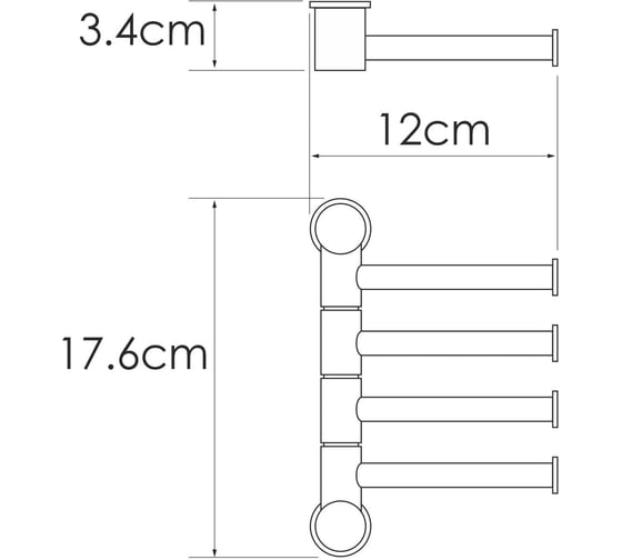 Держатель полотенец WasserKraft четверной K-1054NICKEL