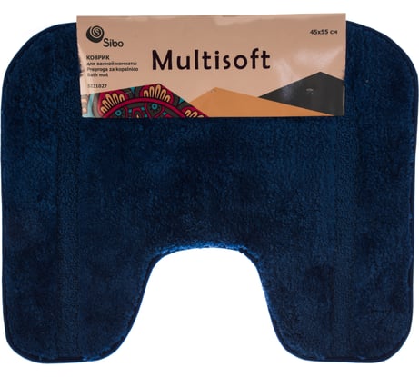Коврик для туалета SIBO 45*55 MULTISOFT, микрофибра плюш, ворс 20мм, голубой SI31027