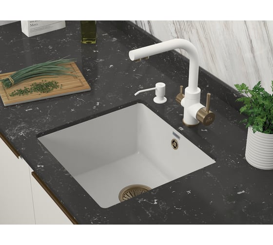Смеситель для кухни Paulmark ESSEN белый матовый-бронза Es213011-431BR