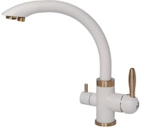 Смеситель Paulmark Essen для кухни белый матовый-бронза две воды Es213001-431BR