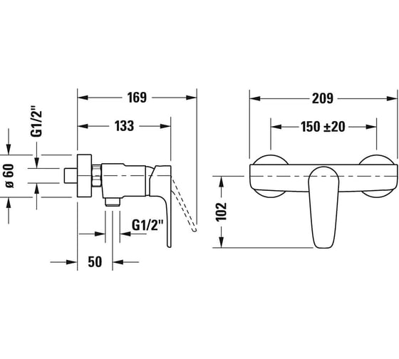 Смеситель Duravit для душа B.1 B14230000010 00000063988