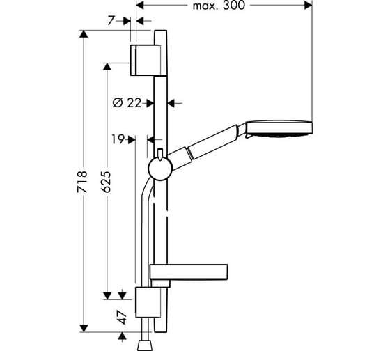 Душевой гарнитур Hansgrohe Raindance S 120 AIR 3iet 65 см 27886000 00000007912