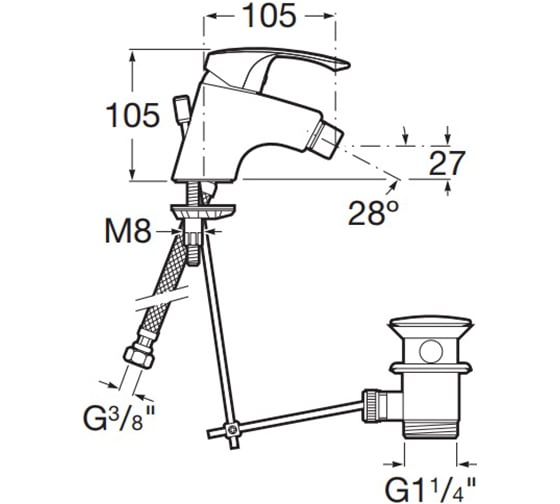 Смеситель Roca Monodin для биде 75A6098C0M 00000067363