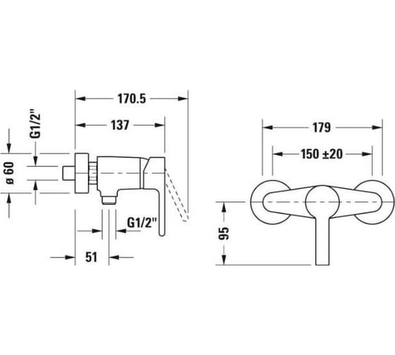 Смеситель Duravit для душа B.2 B24230000010 00000063991