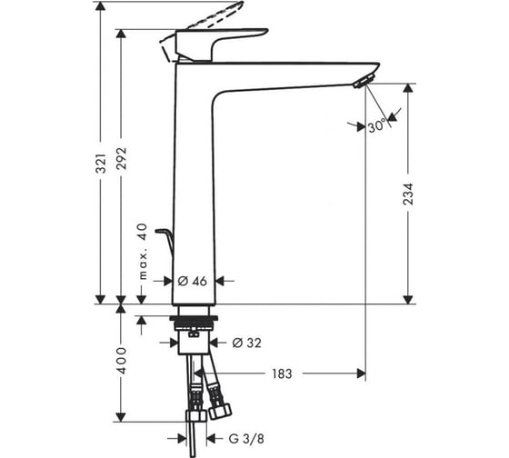 Смеситель для раковины Hansgrohe HG Talis Select Е 240 71716140 00000071111