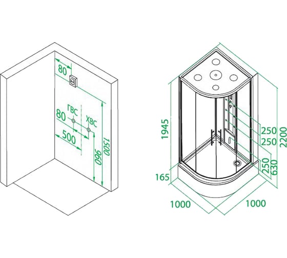 Дверки душевые IDDIS Mirro полукруглые шелк 100х100х185 см M50R101i23