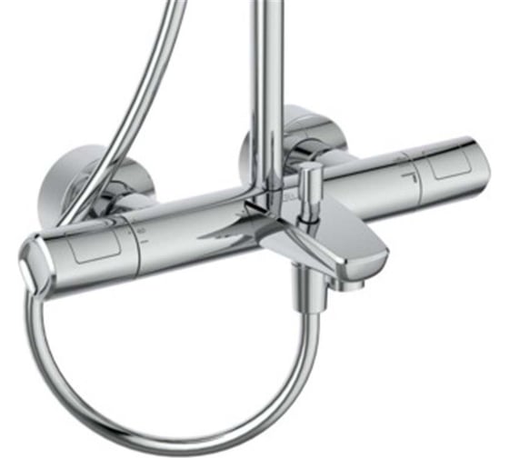 Душевая система с телескопической штангой Ideal Standard CERATHERM T100 в комплекте с термостатическим смесителем для ванны/душа A7591AA 00077488