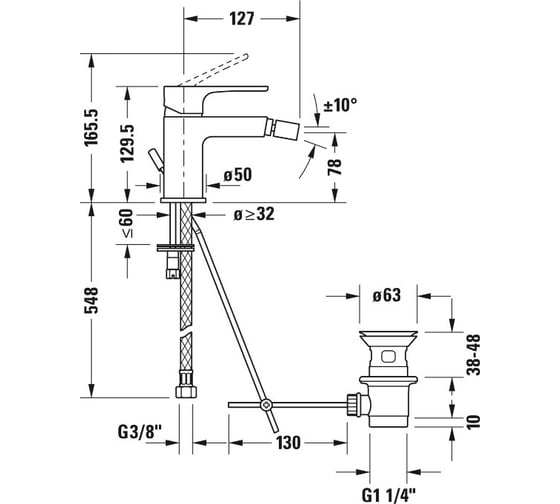 Смеситель Duravit для биде B.1 B12400001010 00000063987