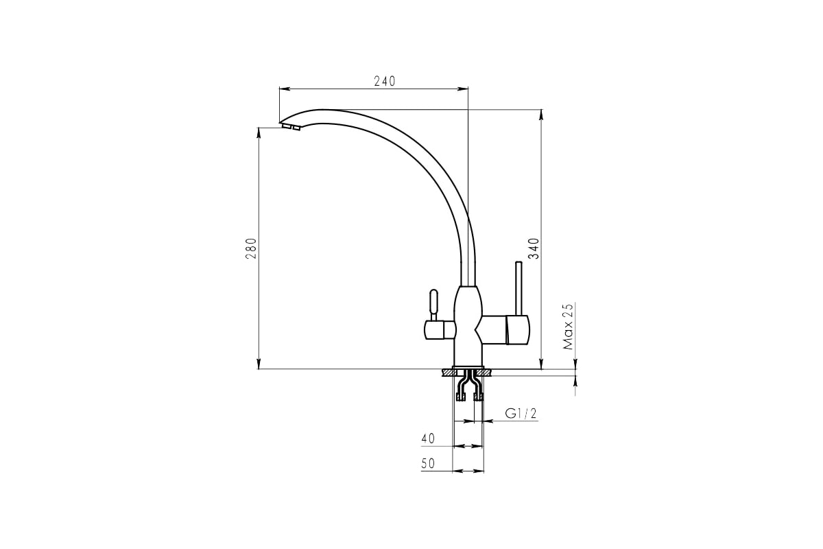 Смеситель Granula высокий с краном под питьевую воду шварц GR-2167 ...