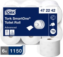 Туалетная бумага Tork SmartOne в больших рулонах, Т8, 6 рулонов 297493/472242 22166