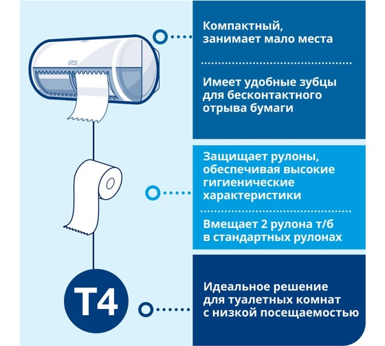 Туалетная бумага TORK Advanced в стандартных рулонах, Т4, 4 рулона 120158 21158